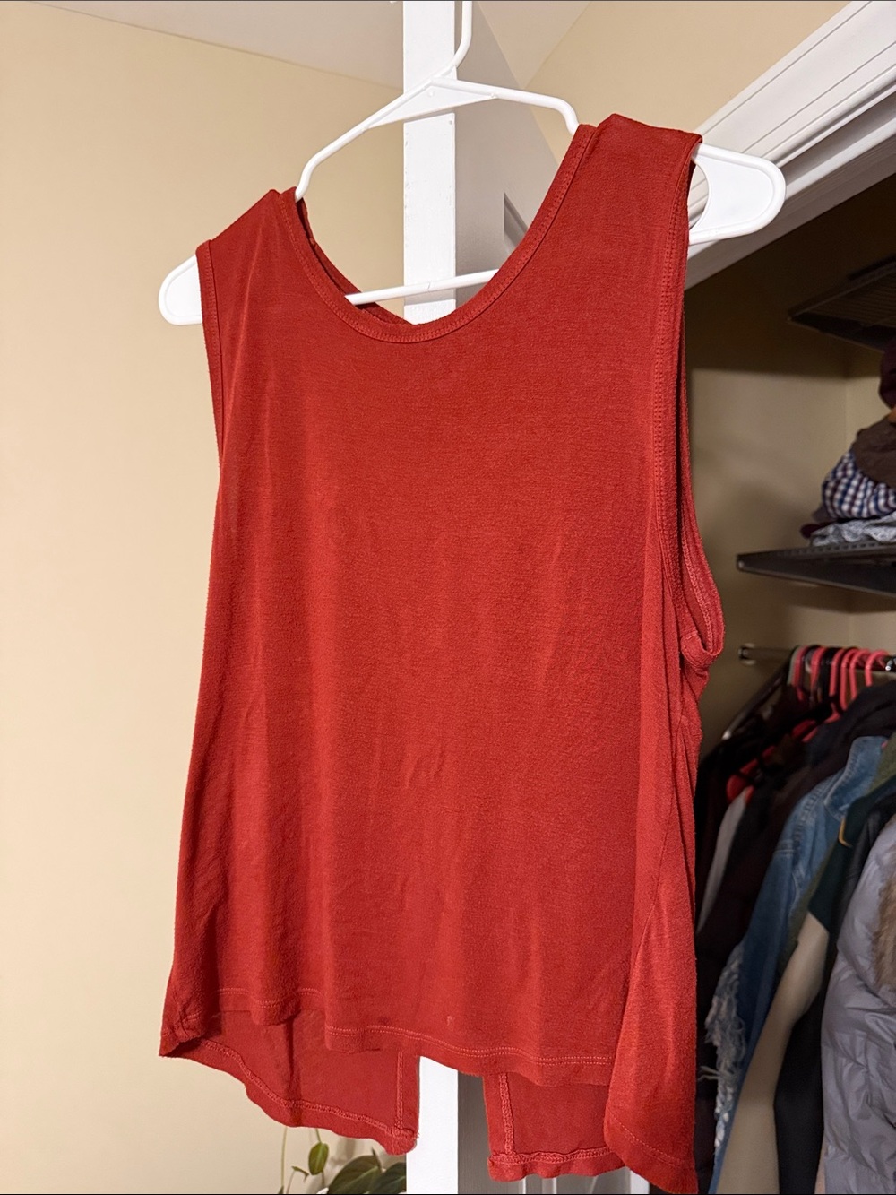 Women's Burnt Orange Scoop Neck sleeveless Top - Casual Everyday Layering